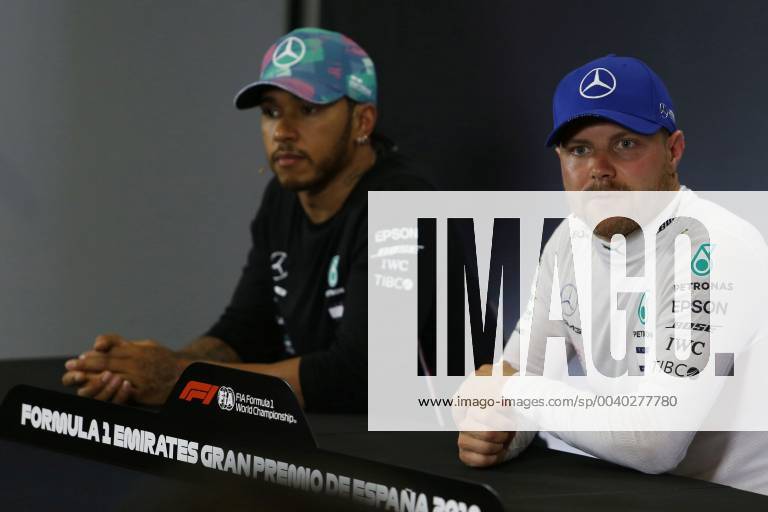 Photo4 LaPresse 11 05 2019 Montmelo, Spain Grand Prix Formula One Spain 2019 In the pic pole position press conference PK Pressekonferenz 1st position Valtteri Bottas (FIN) Mercedes AMG F1 W10 2nd position Lewis Hamilton (GBR) Mercedes AMG F1 W10