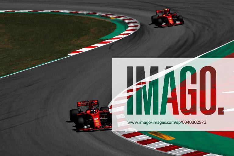 German Formula One driver Sebastian Vettel of Ferrari (L) steers his car at the start of the Spanish Grand Prix held at Montmelo Circuit in Montmelo, Barcelona, Spain, 12 May 2019. 2019 Spanish Grand Prix !ACHTUNG: NUR REDAKTIONELLE NUTZUNG!