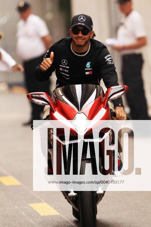 22nd May 2019, Monte Carlo, Monaco; FIA Formula 1 Grand Prix of Monte Carlo, driver arrival and preview day; Mercedes AMG Petronas Motorsport AMG, Lewis Hamilton arrives into the paddock on his motorbike ActionPlus12136953 Octane