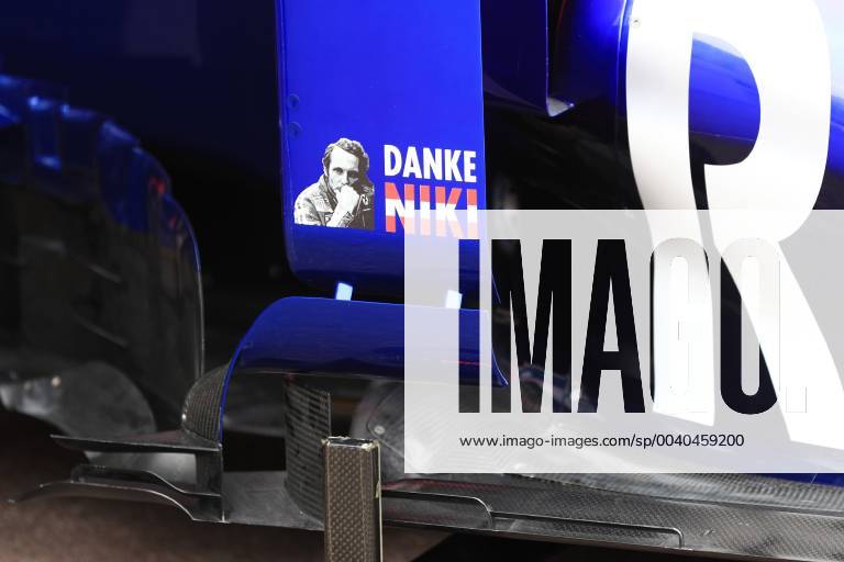 22nd May 2019, Monte Carlo, Monaco; FIA Formula 1 Grand Prix of Monte Carlo, driver arrival and preview day; Scuderia Toro Rosso car displays Danke Niki after the death of Niki Lauda ActionPlus12136984 Octane