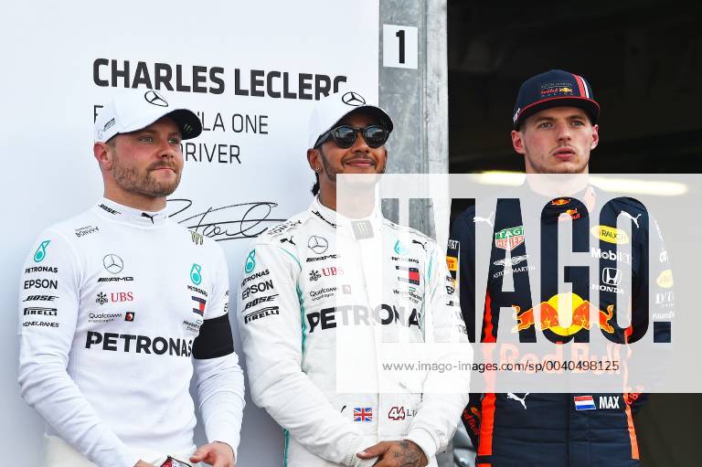 Formula 1 FIA, 2019 Monaco Grand Prix Qualifying, v l v l 2 Starting place Valtteri Bottas Mercedes AMG Petronas , 1 Starting place Lewis Hamilton Mercedes AMG Petronas , 3 Starting place Max Verstappen Aston Martin Red Bull Racing Monte Carlo eel-fotografie Eberhard Krieger