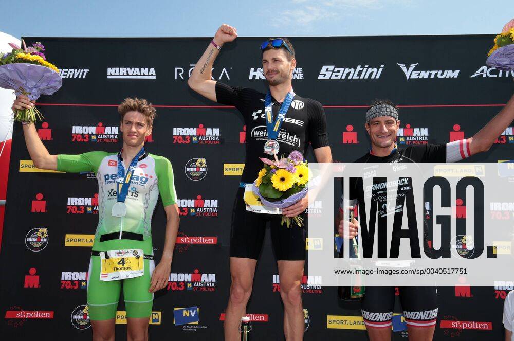 KW21 TRIATHLON - Ironman 70.3 SANKT POELTEN,AUSTRIA,26.MAY.19 - TRIATHLON, Ironman 70.3. Image shows Thomas Steger (AUT), Franz Loeschke (GER) and Michael Weiss (AUT). GEPAxpictures xWalterxLuger