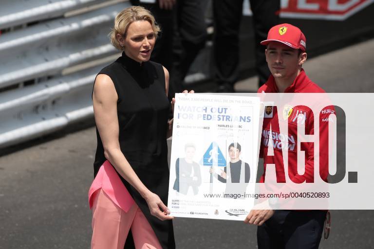 Photo4 LaPresse 26 05 2019 Monte Carlo, Monaco Grand Prix Formula One Monaco 2019 In the pic: S.A.S La Princesse Charlene De Monaco and Charles Leclerc (MON) Scuderia Ferrari SF90