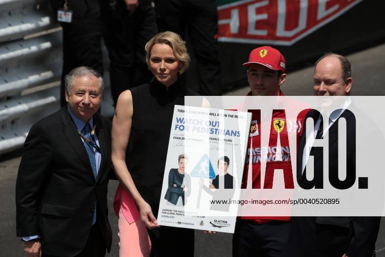 Photo4 LaPresse 26 05 2019 Monte Carlo, Monaco Grand Prix Formula One Monaco 2019 In the pic: Jean Todt (FRA), President FIA, S.A.S La Princesse Charlene De Monaco, Charles Leclerc (MON) Scuderia Ferrari SF90 and S.A.S. Prince Albert II