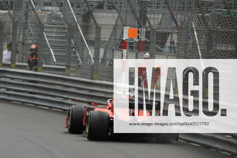 26th May 2019, Monte Carlo, Monaco; F1 Grand Prix of Monte Carlo, race day; Scuderia Ferrari, Charles Leclerc rear tire in shreds which will cause him to retire later in the race ActionPlus12138147 Octane