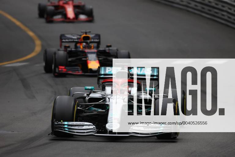 Photo4 LaPresse 26 05 2019 Monte Carlo, Monaco Grand Prix Formula One Monaco 2019 In the pic: Lewis Hamilton (GBR) Mercedes AMG F1 W10, Max Verstappen (NED) Red Bull Racing RB15 and Sebastian Vettel (GER) Scuderia Ferrari SF90