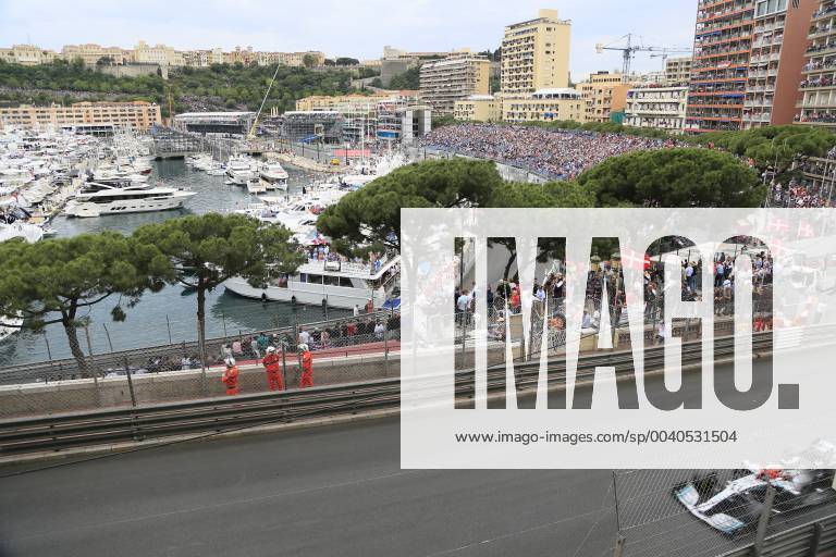 View from Avenue d Ostende to Port Hercule and the race track, Formula 1 Grand Prix, Principality of Monaco, Cote d Azur Mediterranean Sea