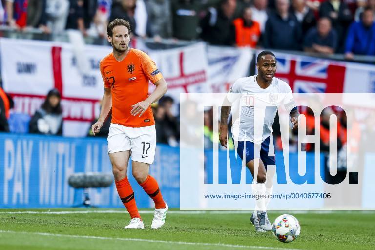 GUIMARAES, 06-06-2019, Estadio D. Afonso Henriques , UEFA Nations League Semi Final. (Left-right) Netherlands player Daley Blind , England player Raheem Sterling during the game Netherlands - England Netherlands - England x3610650x