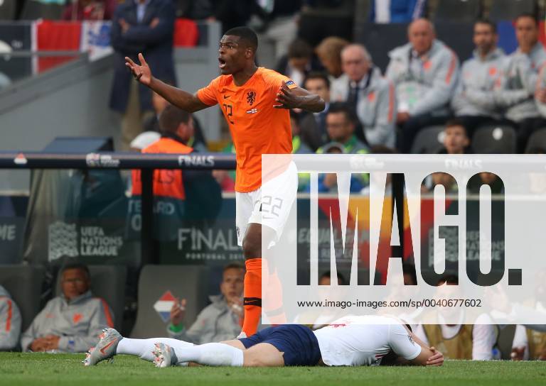 Netherlands v England UEFA Nations League Semi-Final Denzel Dumfries of Netherlands fouls Ben Chilwell of England during the UEFA Nations League Semi-Final match at Estadio D. Afonso Henrique, Guimaraes Content Not Available For UK Newspapers