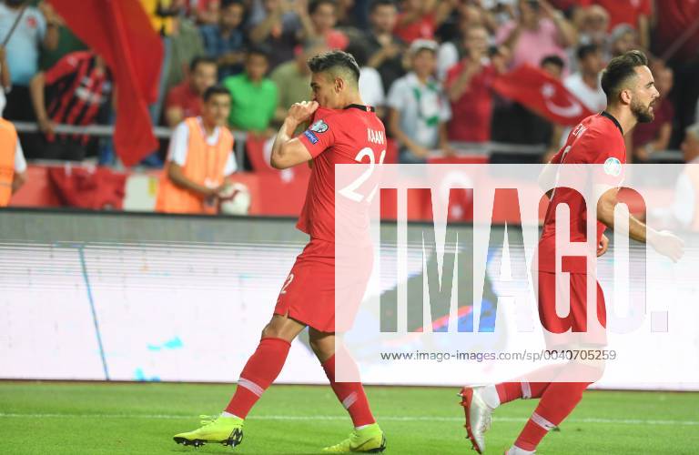 Fußball, EM Quali, Türkei - Frankreich Turkeys Kaan Ayhan celebrates his goal during Euro 2020 group H qualifying soccer match between Turkey and France at the Konya City Stadium in Konya, Turkey