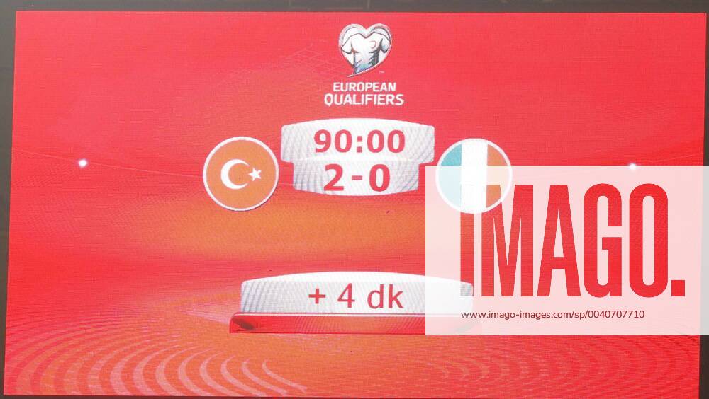 KW23 Scoreboard end of the Euro 2020 football qualification match between Turkey and France at the Buyuksehir Belediyesi stadium in Konya, on June 8, 2019.