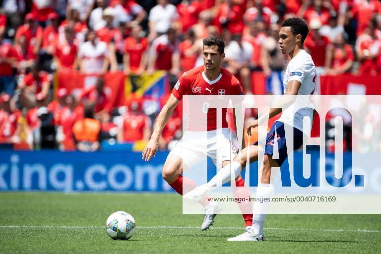Guimaraes, Portugal, 09 06 2019, UEFA Nations League, Match for 3rd place, Switzerland England, Remo Freuler CHE and Trent Alexander Arnold ENG in the total Defodi 01053043003 Defodi-053 DF???L REGULATIONS PROHIBIT ANY USE OF PHOTOGRAPHS AS IMAGE SEQUENCES AND OR QUASI-VIDEO.
