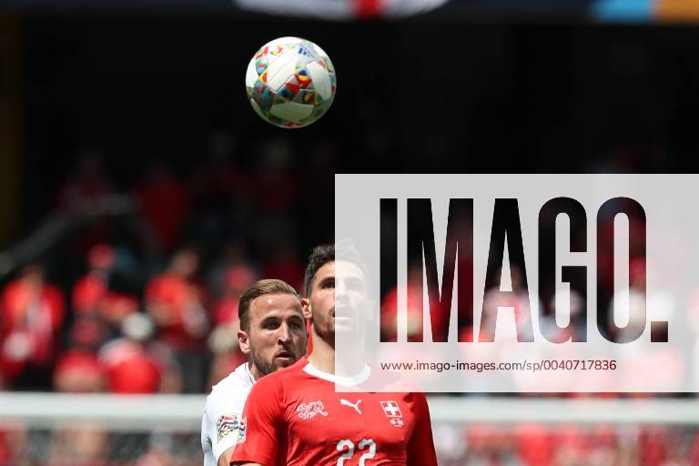 Guimaraes, Portugal - Switzerland s defender Fabian Schar (R ) vies with Harry Kane of England during the UEFA Nations League Third-place football match between Switzerland and England, at the Dom Afonso Henriques stadium in Guimaraes, Portugal, on June 9, 2019. Switzerland vs England - UEFA Nations League Third-place match - ZUMAn230 20190609_zaa_n230_070