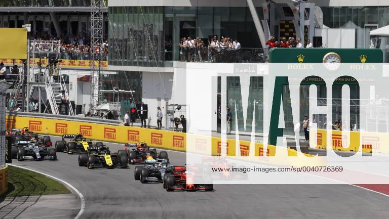 Motorsports: FIA Formula One World Championship, WM, Weltmeisterschaft 2019, Grand Prix of Canada, Start, 5 Sebastian Vettel (GER, Scuderia Ferrari Mission Winnow), 44 Lewis Hamilton (GBR, Mercedes AMG Petronas Motorsport), 16 Charles Leclerc (MCO, Scuderia Ferrari Mission Winnow), Montreal Canada