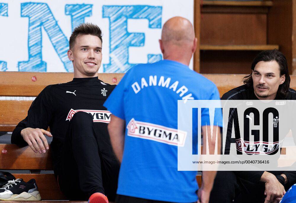 Lasse Andersson and Jannick Green during the handball team of the mens team in Bavnehoej Hall prior to the European Championship qualification, Monday 10 June 2019, Copenhagen Denmark,