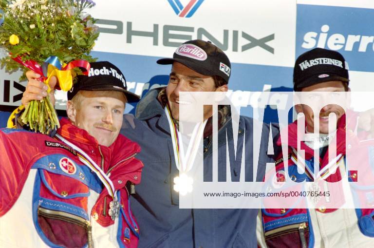 Ski WORLD 1996, RTL men Urs KAELIN SUI , Alberto TOMBA ITA , Michael von GRUENIGEN SUI SKI ALPIN SAISON 95 96 WM 1996 Sierra Nevada Giant Slalom men 13 02 1996 Urs KAELIN SUI li , Alberto TOMBA ITA middle and Michael von GRUENIGEN SUI right Sierra Nevada Spain