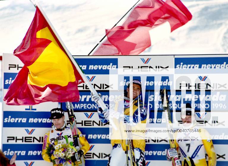 Ski WORLD 1996, RTL men Urs KAELIN SUI , Alberto TOMBA ITA , Michael von GRUENIGEN SUI SKI ALPIN SAISON 95 96 WM 1996 Sierra Nevada Giant Slalom men 13 02 1996 Urs KAELIN SUI li , Alberto TOMBA ITA middle and Michael von GRUENIGEN SUI right Sierra Nevada Spain