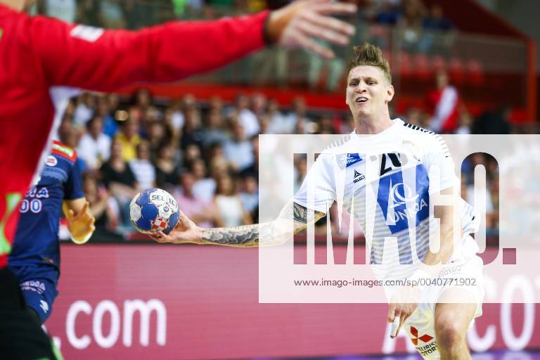 HANDBALL - EHF EC, AUT vs NOR KLAGENFURT,AUSTRIA,13.JUN.19 - HANDBALL - EHF EURO Cup, international match, Länderspiel, Nationalmannschaft Austria vs Norway. Image shows Sebastian Frimmel (AUT). GEPAxpictures xDanielxGoetzhaber