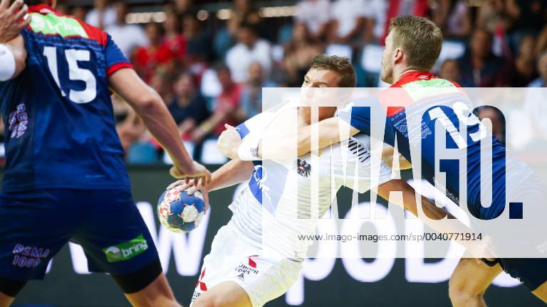 HANDBALL - EHF EC, AUT vs NOR KLAGENFURT,AUSTRIA,13.JUN.19 - HANDBALL - EHF EURO Cup, international match, Länderspiel, Nationalmannschaft Austria vs Norway. Image shows Sebastian Spendier (AUT). GEPAxpictures xDanielxGoetzhaber