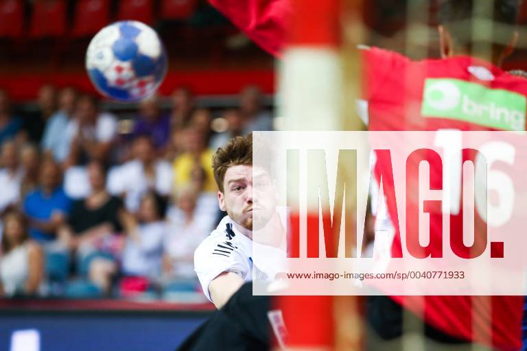 HANDBALL - EHF EC, AUT vs NOR KLAGENFURT,AUSTRIA,13.JUN.19 - HANDBALL - EHF EURO Cup, international match, Länderspiel, Nationalmannschaft Austria vs Norway. Image shows Julian Pratschner (AUT). GEPAxpictures xDanielxGoetzhaber