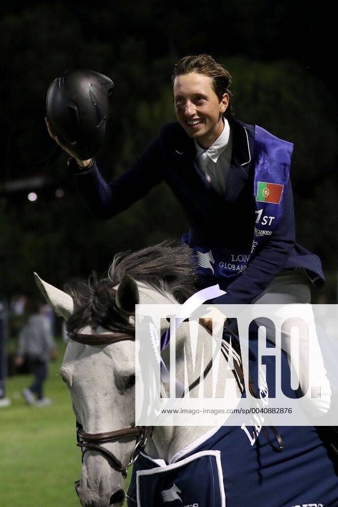 Cascais, Portugal - Martin Fuchs of Switzerland celebrates the victory in the CSI 5* Longines Global Champions Tour Grand Prix of Cascais Estoril jumping competition in Cascais, Portugal, on June 22, 2019. CSI 5* Longines Global Champions Tour Grand Prix of Cascais 2019 - ZUMAn230 20190622_zaa_n230_934
