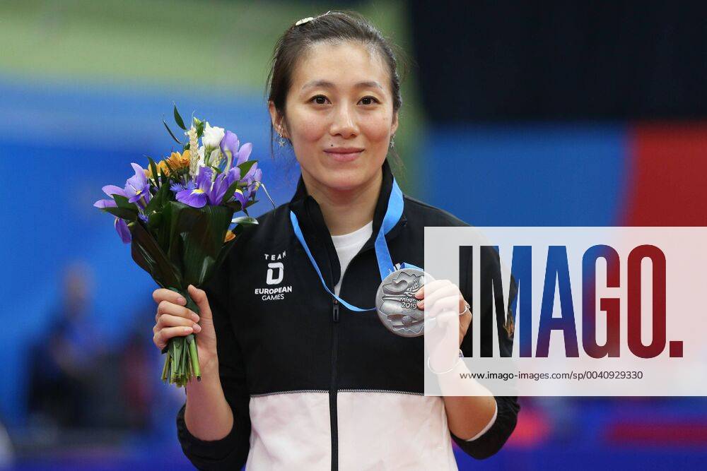 Han Ying, GER, during victory ceremony at 2nd European Games in Minsk 26 06 2019