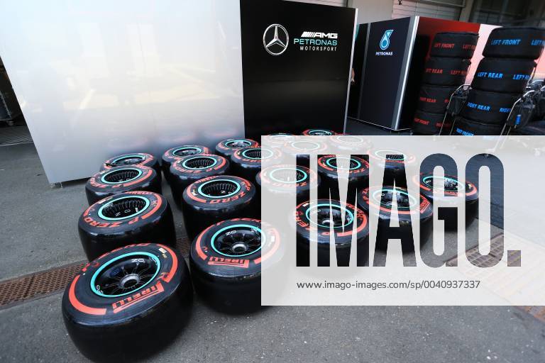 27th June 2019, Red Bull Ring, Spielberg, Austria; FIA Formula 1 Grand Prix, Driver Arrival day; Mercedes AMG Petronas Motorsport tyres being prepared for the weekend ActionPlus12148352 Octane