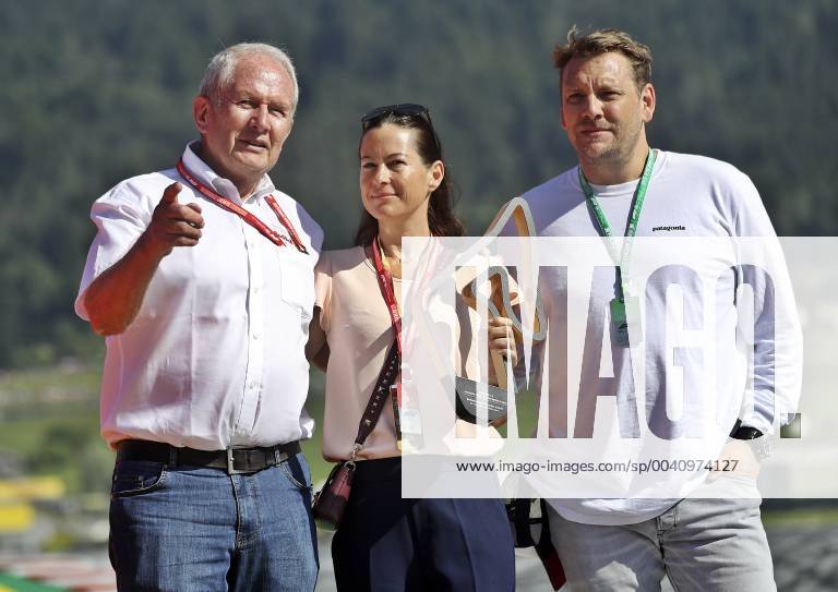 FORMULA 1 - GP of Austria 2019 SPIELBERG,AUSTRIA,30.JUN.19 - MOTORSPORTS, FORMULA 1 - Grand Prix of Austria, Red Bull Ring. Image shows Helmut Marko (Red Bull Racing), Birgit Lauda and Lukas Lauda. GEPAxpictures xM.xOberlaender