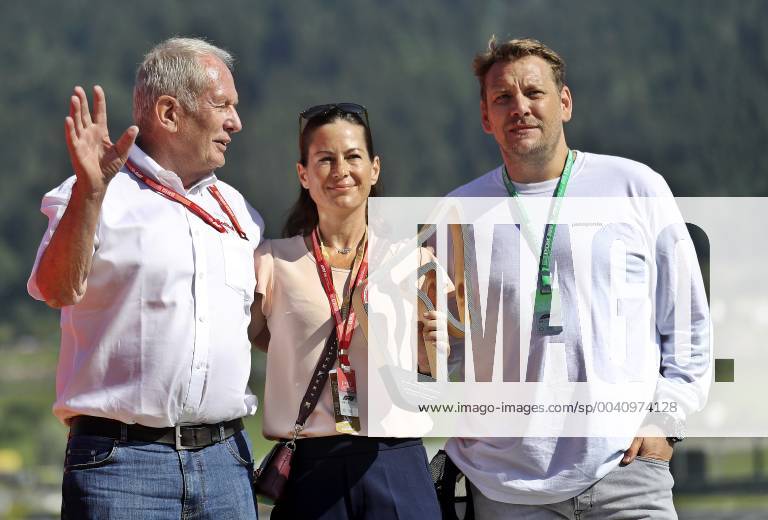 FORMULA 1 - GP of Austria 2019 SPIELBERG,AUSTRIA,30.JUN.19 - MOTORSPORTS, FORMULA 1 - Grand Prix of Austria, Red Bull Ring. Image shows Helmut Marko (Red Bull Racing), Birgit Lauda and Lukas Lauda. GEPAxpictures xM.xOberlaender