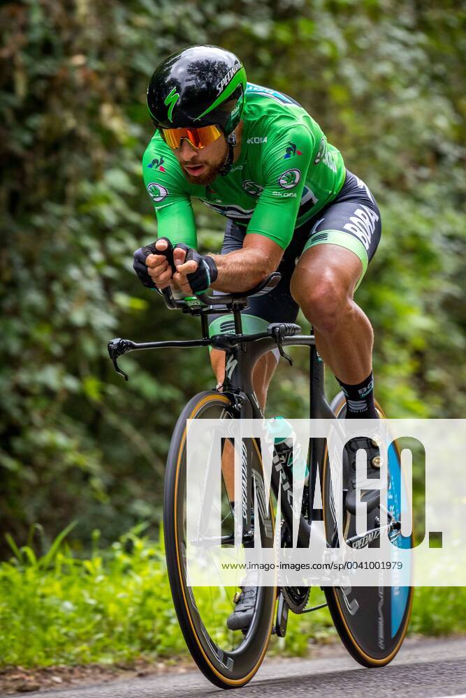 Saint-PeE-Sur-Nivelle, France - Peter Sagan of Bora-Hansgrobe managed, despite the falls, to arrive in Paris dressed in the green jersey..Stage 20 of the Tour de France cycling. Individuals ride for 31km between Saint-Pee-sur-Nivelle and Espelette. Saint-PeE-Sur-Nivelle France - ZUMAs197 20180728_zab_s197_073