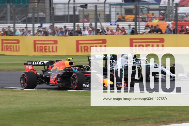 12th June 2019, Silverstone, Northampton, England; F1 Grand Prix of Great Britain, Practice sessions; Mercedes AMG Petronas Motorsport, Valtteri Bottas and Aston Martin Red Bull Racing, Pierre Gasly ActionPlus12153110 Octane