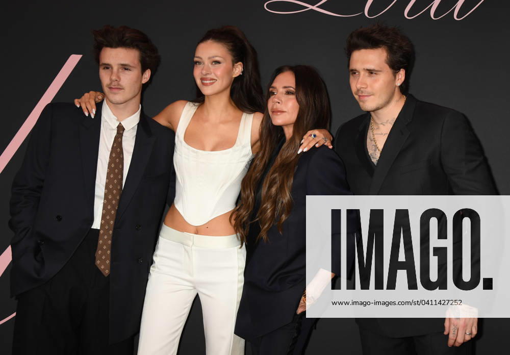 LOS ANGELES, CA - FEBRUARY3: Cruz Beckham, Nicola Peltz Beckham, Victoria Beckham and Brooklyn Peltz Beckham at the premiere screening of Lola on February 3, 2024 at the Regency Bruin Theater in Los Angeles, California.
