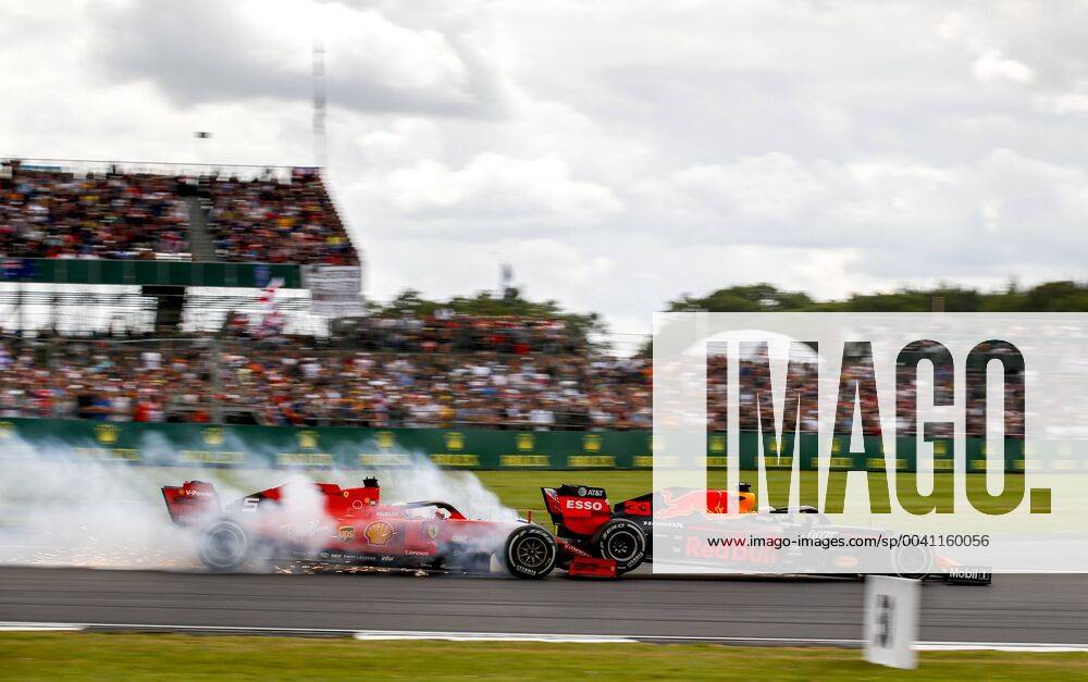 KW28 Motorsports: FIA Formula One World Championship, WM, Weltmeisterschaft 2019, Grand Prix of Great Britain, Crash between 5 Sebastian Vettel (GER, Scuderia Ferrari Mission Winnow) and 33 Max Verstappen (NLD, Aston Martin Red Bull Racing) Silverstone Great Britain