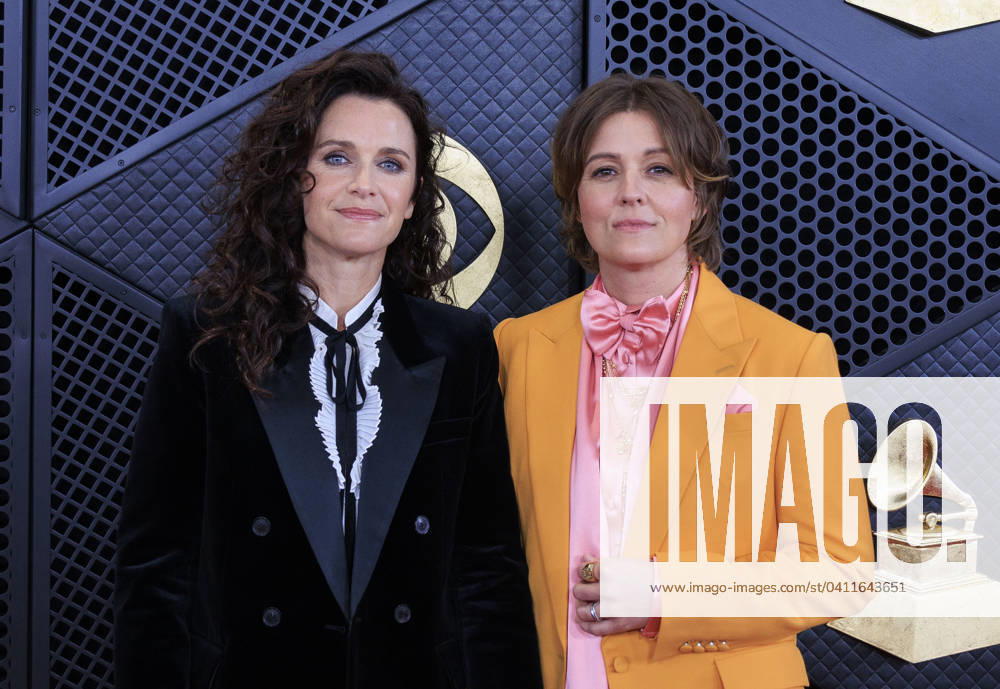 Catherine Shepherd and Brandi Carlile (L-R) on the red carpet at the 66th Grammy Awards held at Crypto.com Arena in Los Angeles, California on Sunday February 4, 2024. JAVIER ROJAS PI Los Angeles U.S - ZUMAp124 20240204_zaa_p124_083