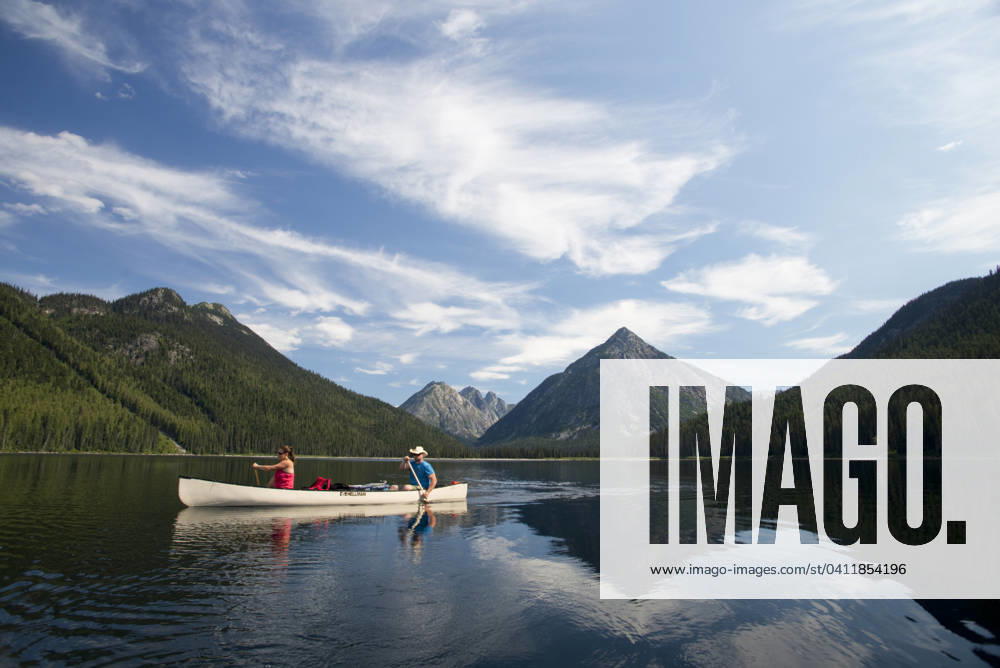 Canoe tripping on Murtle Lake, in Wells Gray Provincial Park. Blue River, British Columbia. Canada Blue River MR_brett_seiler, MR_keli_watson