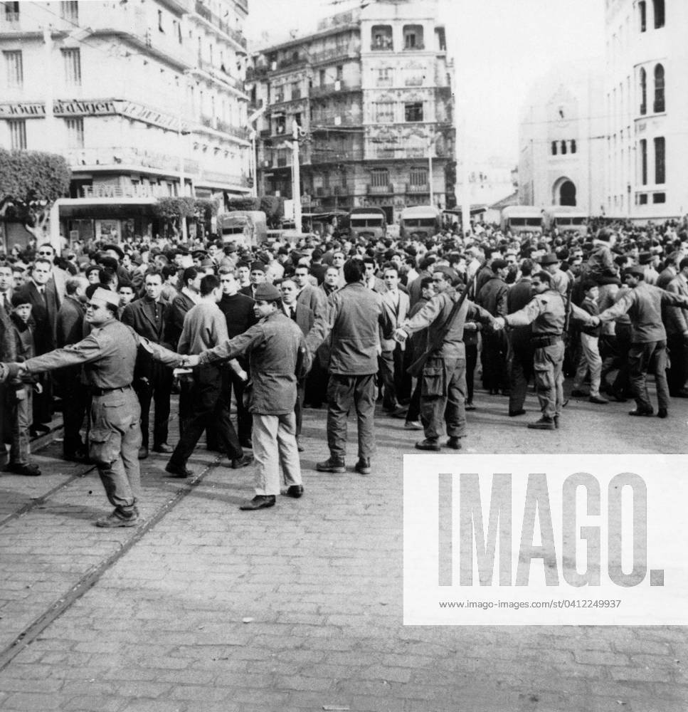 Days of barricade in Algiers (demonstrations in favour of French Algeria) January 28, 1960 during war in Algeria war 1707053 Days of barricade in Algiers (demonstrations in favour of French Algeria) January 28, 1960 during war in Algeria war.