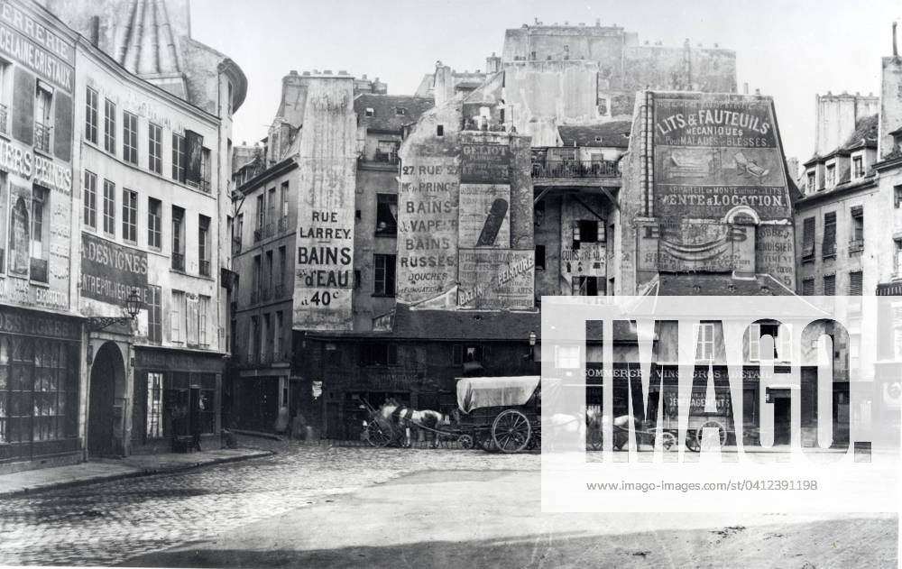 Place Saint-Andre-des-Arts, Paris, 1858-78 (b w photo) XIR196783 Place Saint-Andre-des-Arts, Paris, 1858-78 (b w photo) by Marville, Charles (1813-79); Musee de la Ville de Paris, Musee Carnavalet, Paris, France; (add.info.: from a series on Paris streets 1858-78;).