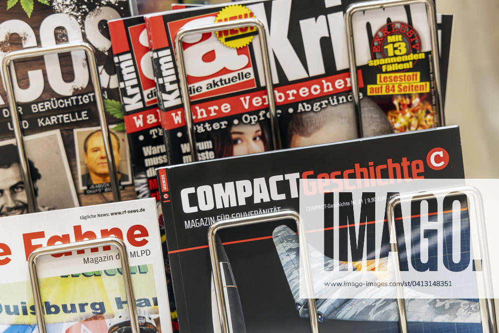Magazine Compact Geschichte in the station bookstore in Ulm Compact magazine is the mouthpiece of the New Right 11 02 2024 Ulm, Baden Württemberg, Germany, Europe
