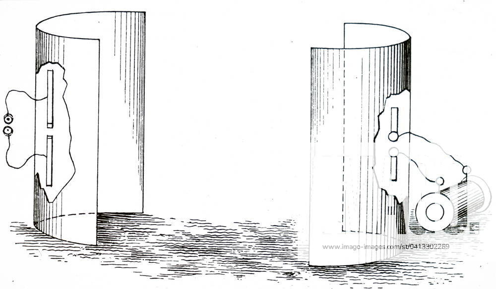 Illustration depicting Heinrich Hertz s oscillator and reflecting metal sheets to show outward and return paths of electromagnetic (radio) waves. Heinrich Hertz (1857-1894) a German physicist who first conclusively proved the existence of the electromagnetic waves theorised by James Clerk Maxwell s electromagnetic theory of light. Dated 20th century,