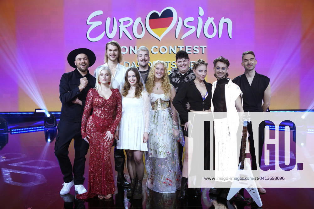 Max Mutzke, Marie Reim, NinetyNine, Leona, Floryan, Bodine Monet, Isaak, Galant and Ryk during the rehearsals for the TV show Eurovision Song Contest the German Final 2024 at Filmstudio G in Berlin Adlershof Berlin, 14 02 2024 Foto:xT.xBartillax xFuturexImagex esc_4018