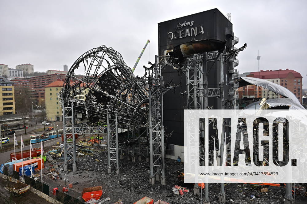 GÖTEBORG, SVERIGE 20240215 The devastation after the fire at Lisebergs Oceana on Mölndalsvägen GÖTEBORG SVERIGE