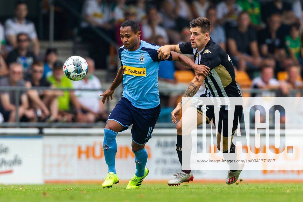 Straelen, Germany, 27 07 2019, friendly match, test match, Borussia Moenchengladbach SCO Angers, Raffael Moenchengladbach and Baptiste Santamaria Angers in duel Straelen Sportzentrum an der Roemerstraße Germany eu images 09 542 003574 eu-images-542