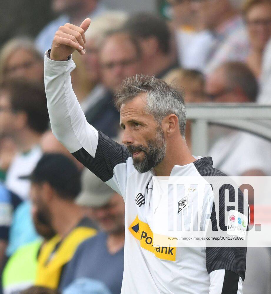 Test match Borussia Mönchengladbach SCO Angers France 27 07 2019 Coach Marco Rose BMG shows , gesticulated DFL REGULATIONS PROHIBIT ANY USE OF PHOTOGRAPHS AS IMAGE SEQUENCES AND OR QUASI VIDEO HM