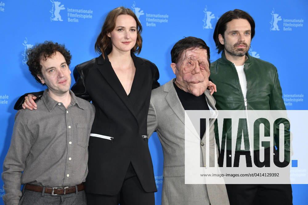 Aaron Schimberg, Renate Reinsve, Adam Pearson and Sebastian Stan at the photocall for the feature film A Different Man at the Berlinale 2024 74 Berlin International Film Festival at the Hotel Grand Hyatt Berlin, 16 02 2024 Foto:xN.xKubelkax xFuturexImagex different_4224