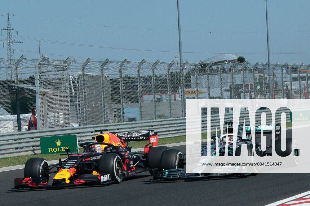 FORMULA 1 - Hungarian GP BUDAPEST,HUNGARY,04.AUG.19 - MOTORSPORTS, FORMULA 1 - Grand Prix of Hungary, Hungaroring. Image shows Max Verstappen (NED Red Bull Racing) and Lewis Hamilton (GBR Mercedes). GEPAxpictures Mueller
