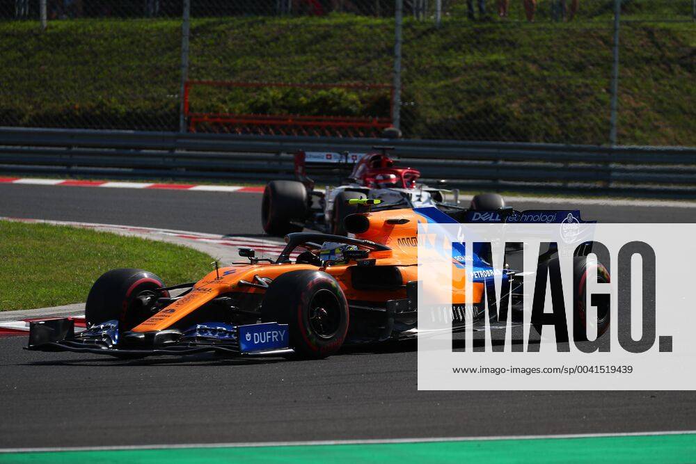 04 Lando Norris; McLaren Renault. Hungarian GP, Budapest 2-4 August 2019 battle with Raikkonen 7