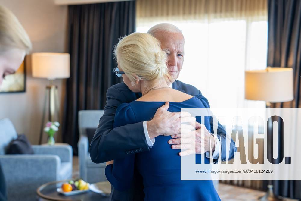 Joe Biden hugs Yulia Navalnaya, right, widow of A. Navalny. Navalny, died last week after being imprisoned by the Kremlin. San Francisco USA - ZUMA 20240222_new_z03_002