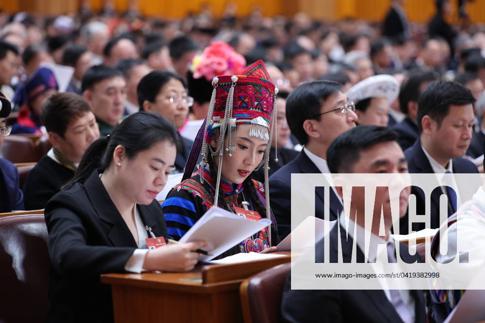(240304) -- BEIJING, March 4, 2024 -- The opening meeting of the second session of the 14th National Committee of the Chinese People s Political Consultative Conference (CPPCC) is held at the Great Hall of the People in Beijing, capital of China, March 4, 2024. ) Xinhua Headlines: China opens two sessions with resolve to solidify economic recovery LiuxBin