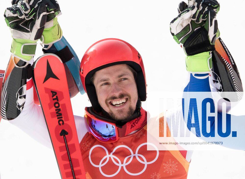 OLYMPICS - 2018 Winter Olympics PYEONGCHANG,SOUTH KOREA,18.FEB.18 - OLYMPICS, ALPINE SKIING - Olympic Winter games, Winterspiele,Spiele, Summer games PyeongChang 2018, giant slalom, men. Image shows Henrik Kristoffersen (NOR), Marcel Hirscher (AUT) and Alexis Pinturault (FRA). GEPAxpictures Marklund