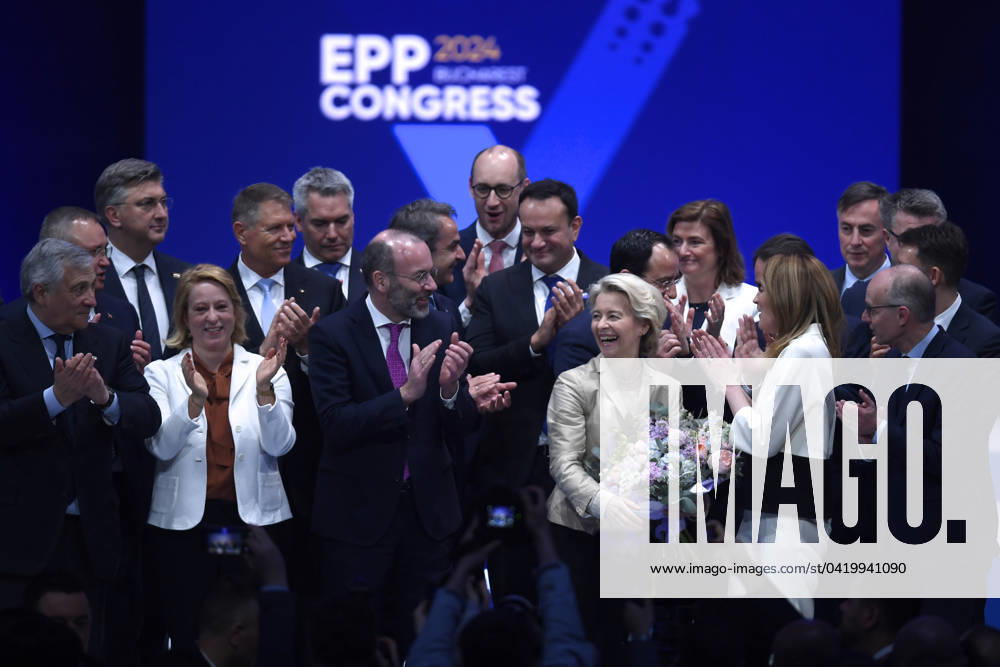 Romania EPP Congres European Commission President Ursula von der Leyen, the EPP candidate for the same position, reacts after winning the ballot at the European People s Party Congress in Bucharest, Romania, Thursday, March 7, 2024. Alex Nicodim Imago Images